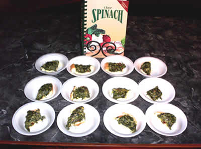 spinach & cheese topped french bread samples
